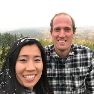 Jeremy Hansen with his wife in the snow