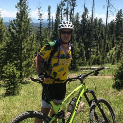 Rusty Buick mountain biking