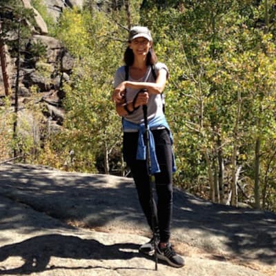 Susan Mathes hiking in Rocky Mountain National Park