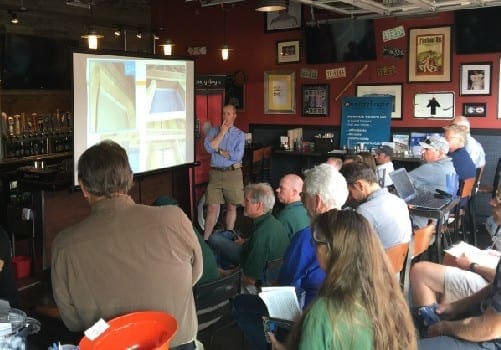 Robby Schwarz presenting at a Field Fusion building science training